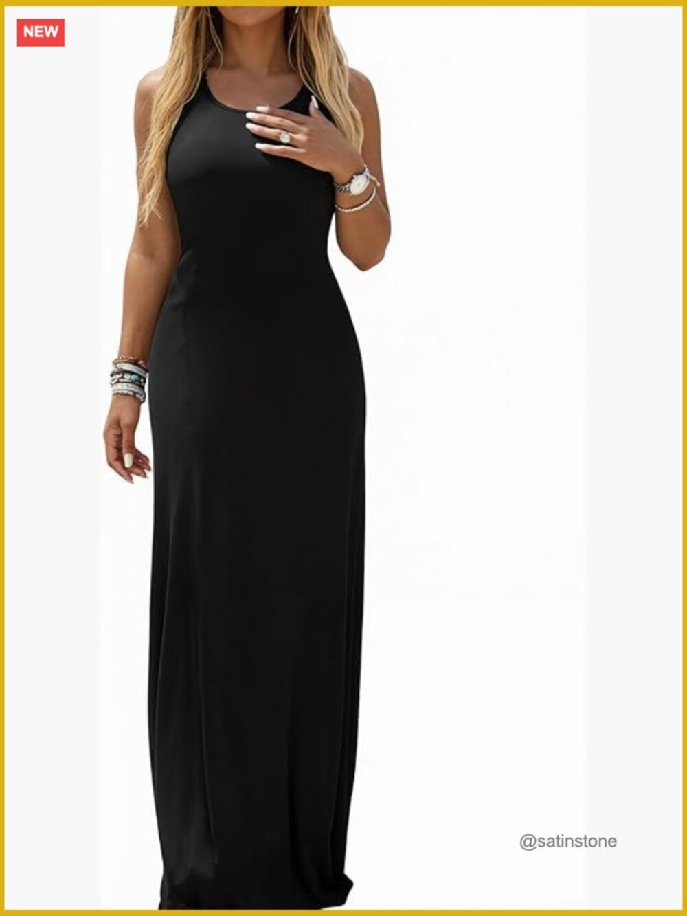 Women Casual Maxi Dress with Tight-Fitting Top